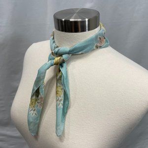 Women's Blue Flower Silk Scarf